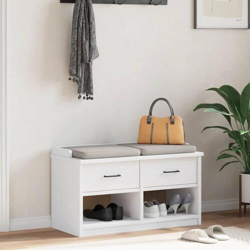 Entrébænk SANDNES 87x40x50 cm massivt fyrretræ hvid