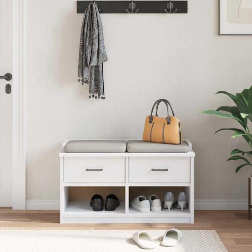 Entrébænk SANDNES 87x40x50 cm massivt fyrretræ hvid