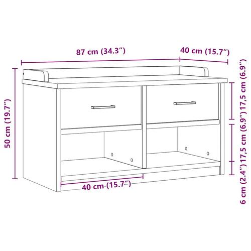 Entrébænk SANDNES 87x40x50 cm massivt fyrretræ hvid