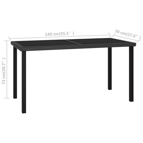 Havebord 140x70x73 cm polyrattan sort