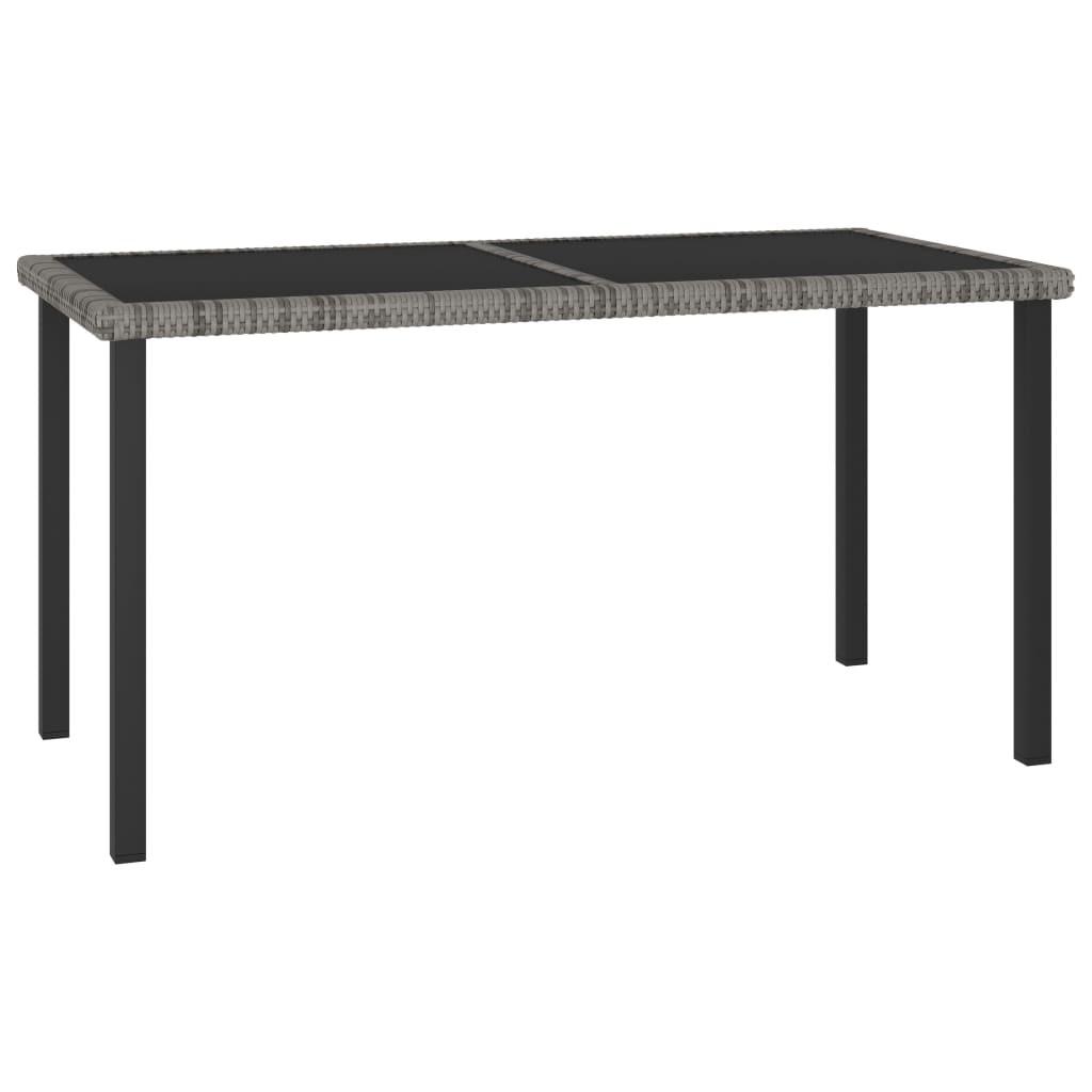 Havebord 140x70x73 cm polyrattan grå