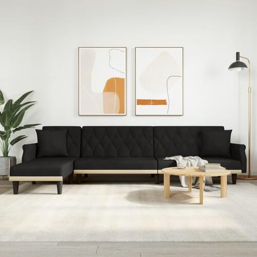 Sovesofa med chaiselong 271x140x70 cm velour sort