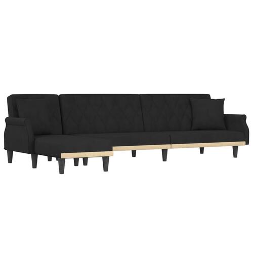 Sovesofa med chaiselong 271x140x70 cm velour sort