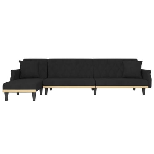 Sovesofa med chaiselong 271x140x70 cm velour sort