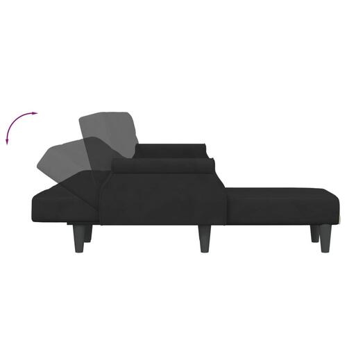 Sovesofa med chaiselong 271x140x70 cm velour sort