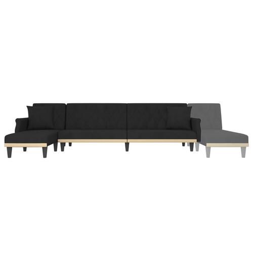 Sovesofa med chaiselong 271x140x70 cm velour sort
