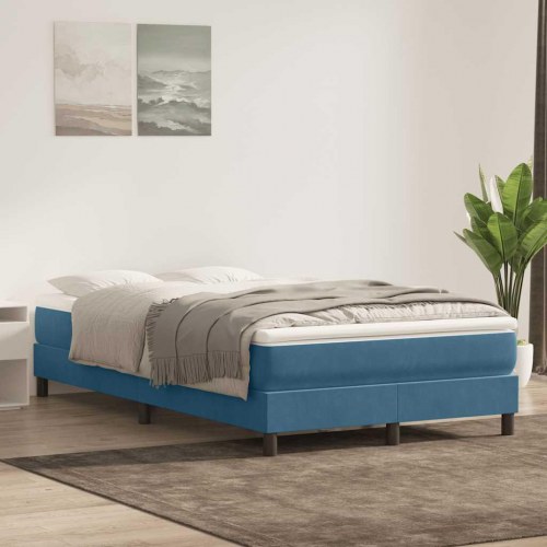 Kontinentalseng uden madras 120×210 cm - fløjl, mørkeblå