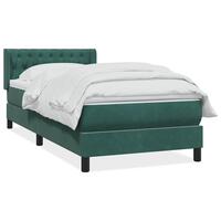 Kontinentalseng med madras 90x220 cm fløjl mørkegrøn
