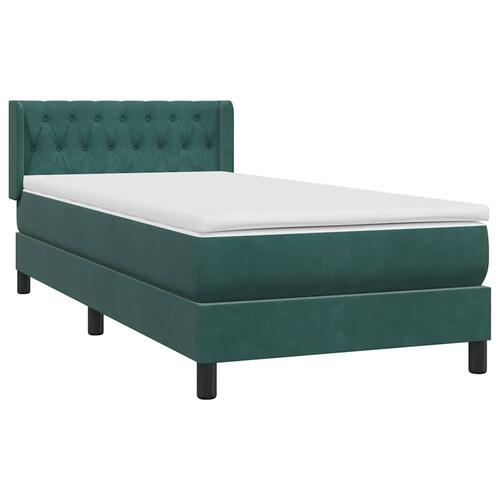 Kontinentalseng med madras 90x220 cm fløjl mørkegrøn
