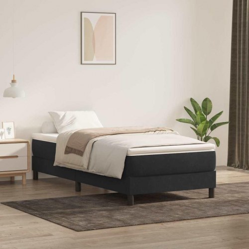 Kontinentalseng uden madras 90x210 cm - fløjl, sort