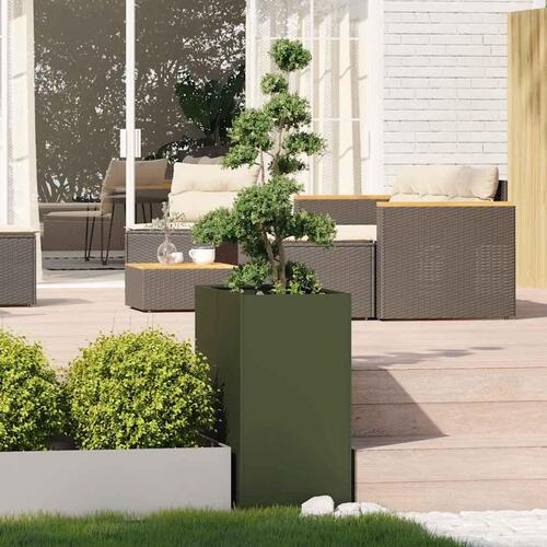 Plantekasse 40x80x80 cm stål olivengrøn