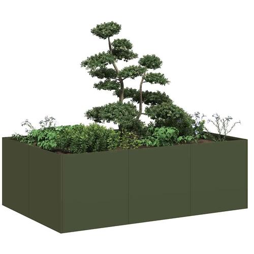 Plantekasse 120x80x40 cm stål olivengrøn