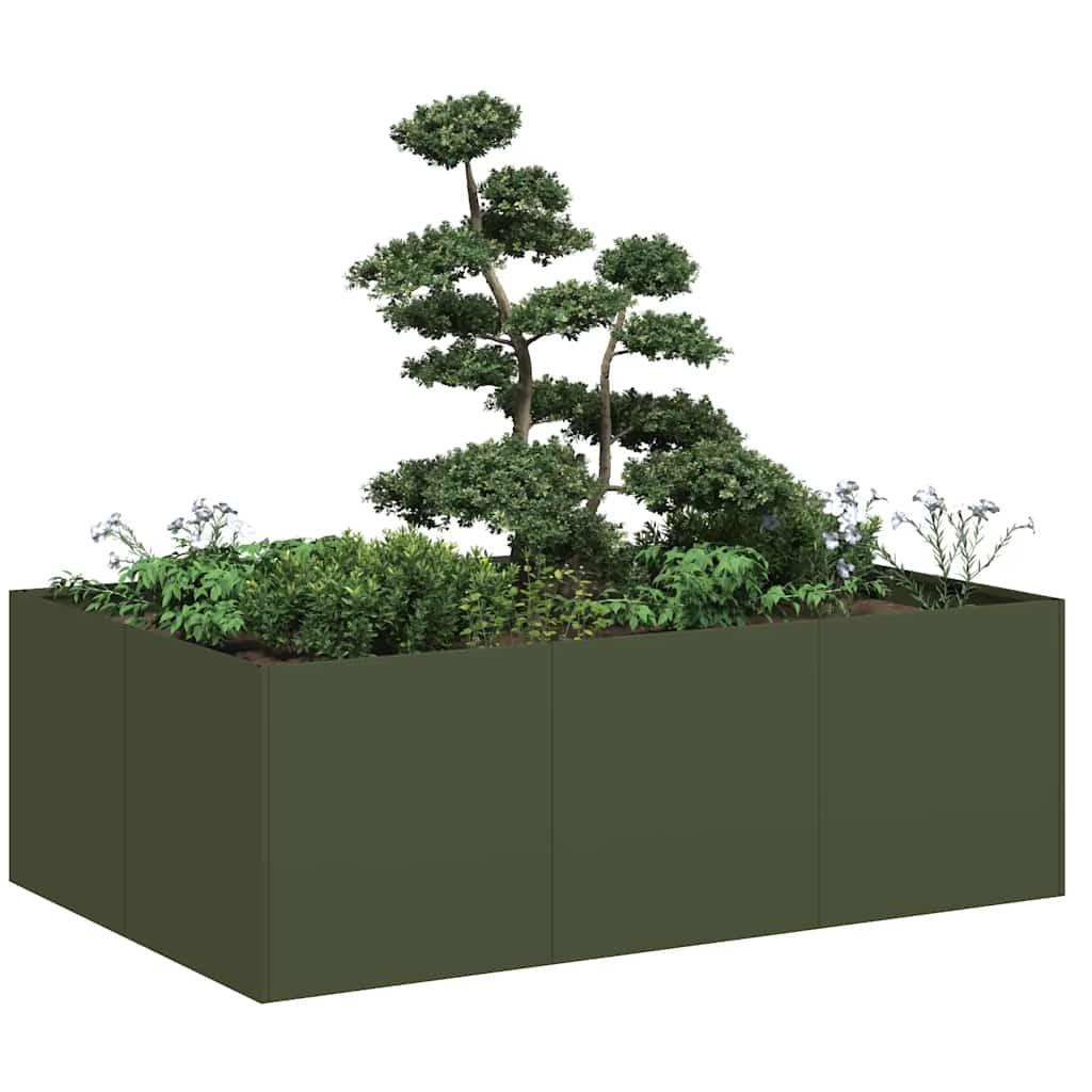 Plantekasse 120x80x40 cm stål olivengrøn