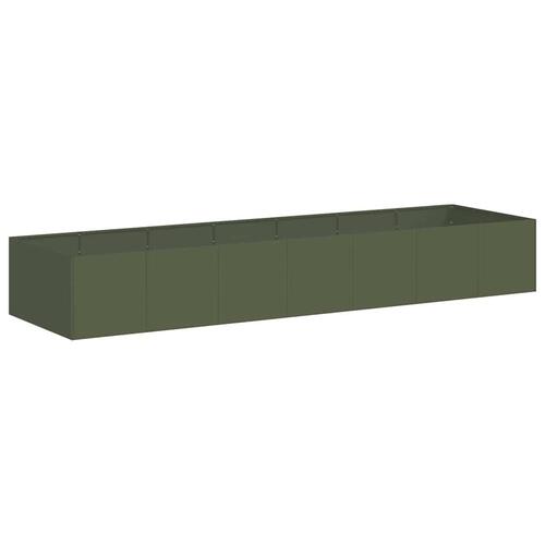 Plantekasse 280x80x40 cm stål olivengrøn
