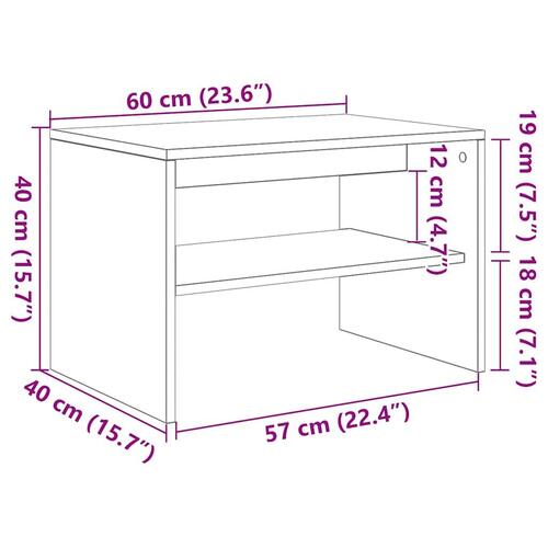 Tv-bord 60x40x40 cm konstrueret træ sort egetræsfarve