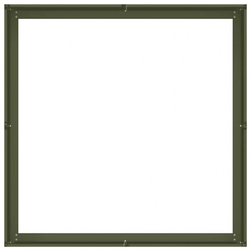 Plantekasse i stål 100 × 100 × 30 cm - olivengrøn