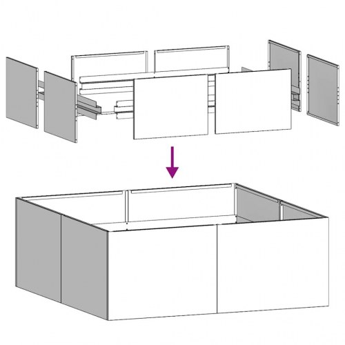 Plantekasse i stål 100 × 100 × 30 cm - olivengrøn