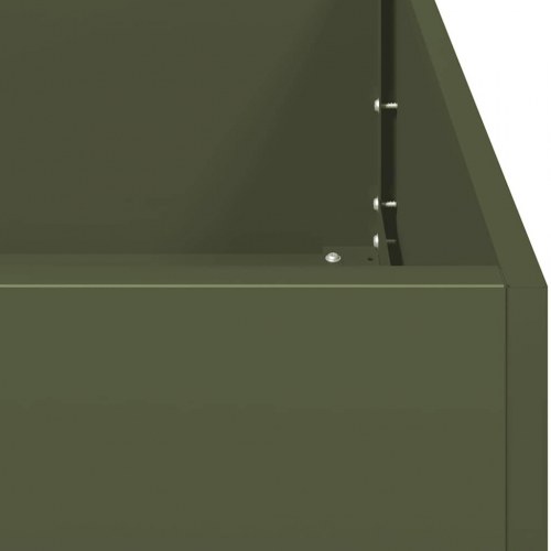 Plantekasse i stål 100 × 100 × 30 cm - olivengrøn