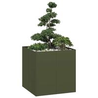 Plantekasse 80x80x80 cm stål olivengrøn