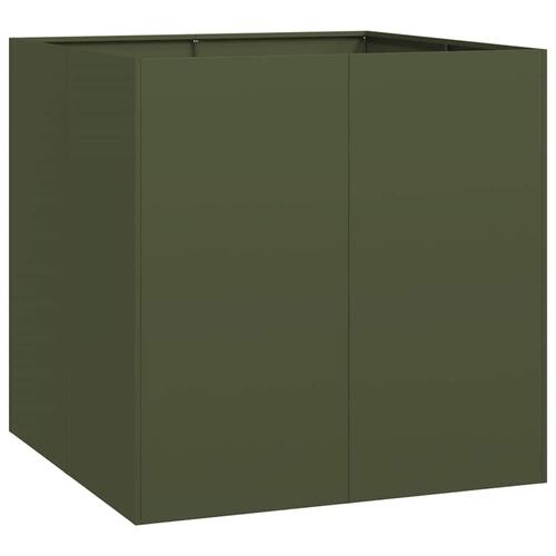Plantekasse 80x80x80 cm stål olivengrøn