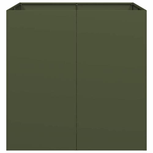 Plantekasse 80x80x80 cm stål olivengrøn