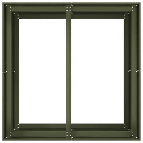 Plantekasse 80x80x80 cm stål olivengrøn