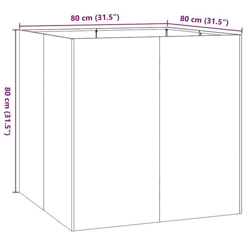 Plantekasse 80x80x80 cm stål olivengrøn