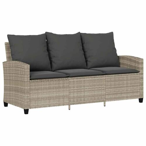 3-personers sofa med hynder og bord polyrattan lysegrå