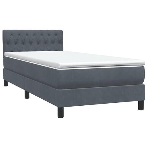 Kontinentalseng med madras mørkegrå 80x210 cm fløjl