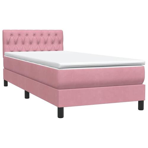 Kontinentalseng med madras lyserød 80x210 cm fløjl