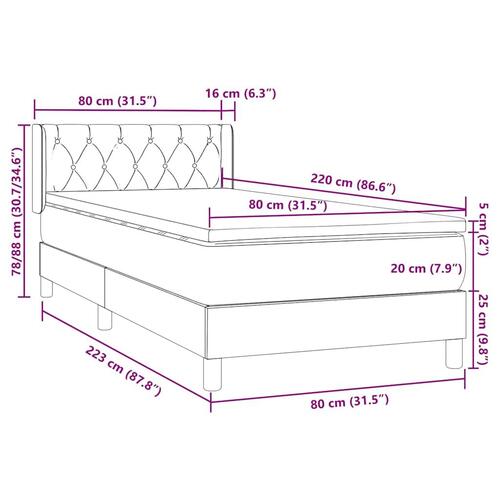 Kontinentalseng med madras lyserød 80x220 cm fløjl