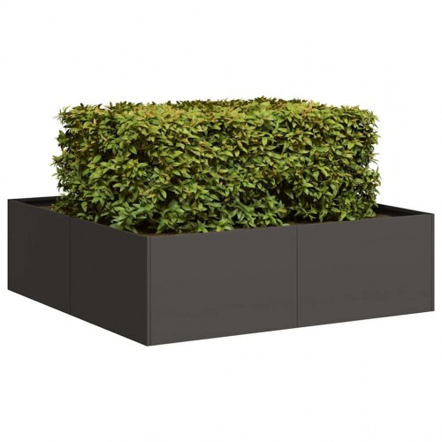 Plantekasse 100 × 100 × 30 cm i sort stål - højbed til have og terrasse