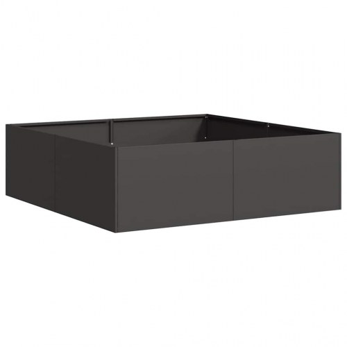 Plantekasse 100 × 100 × 30 cm i sort stål - højbed til have og terrasse
