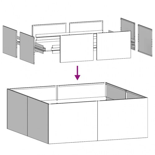 Plantekasse 100 × 100 × 30 cm i sort stål - højbed til have og terrasse