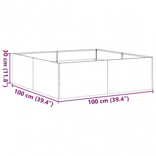 Plantekasse 100 × 100 × 30 cm i sort stål - højbed til have og terrasse