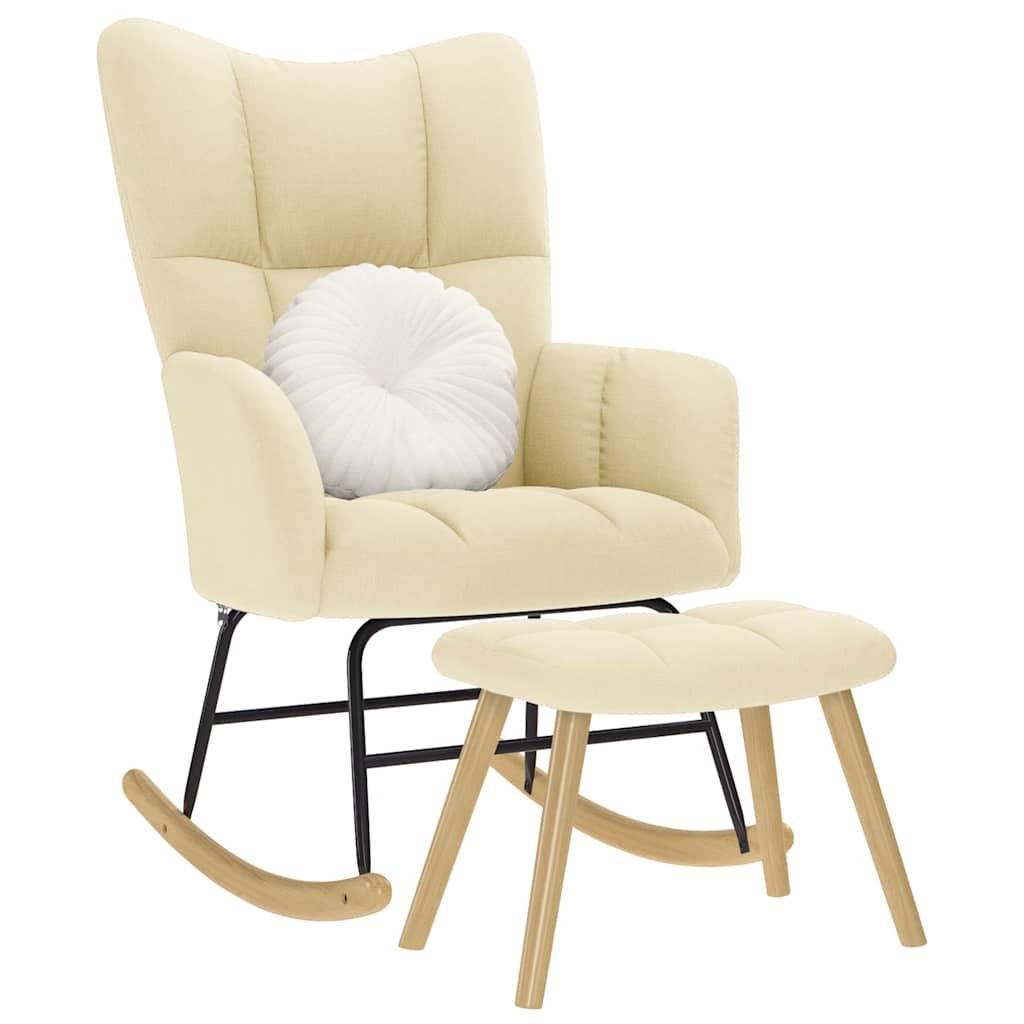 Gyngestol med fodskammel stof Cremefarvet