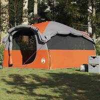6-personers campingtelt vandafvisende grå og orange