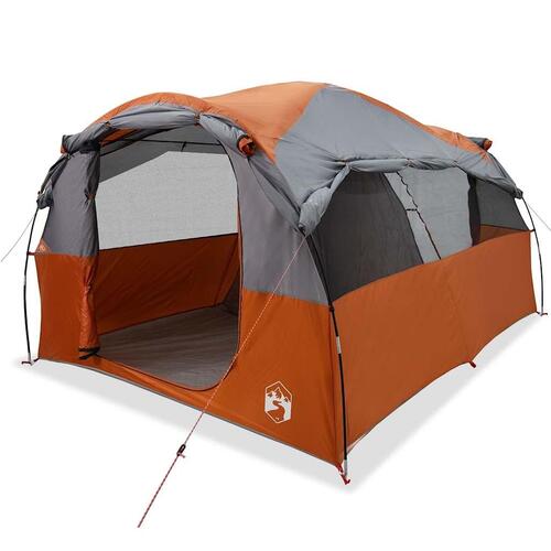 6-personers campingtelt vandafvisende grå og orange