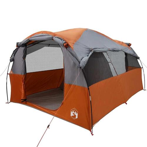6-personers campingtelt vandafvisende grå og orange
