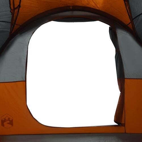 6-personers campingtelt vandafvisende grå og orange