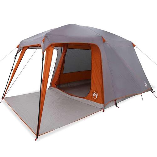 5-personers campingtelt med fortelt vandafvisende kuppel grå&orange