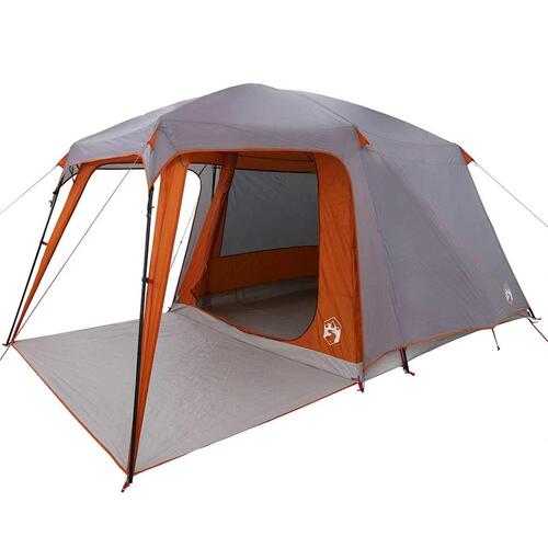 5-personers campingtelt med fortelt vandafvisende kuppel grå&orange