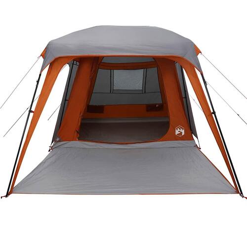 5-personers campingtelt med fortelt vandafvisende kuppel grå&orange