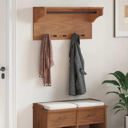 Væghængt knagerække SANDNES 87x30x42 cm massivt fyrretræ
