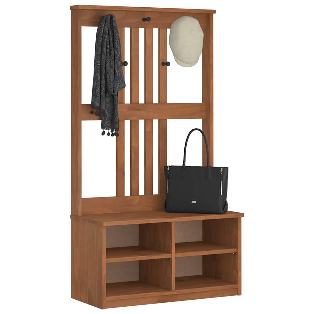 Hall Træ Sandens 87X40X159,5 Cm Massivt Fyrretræ - Brun