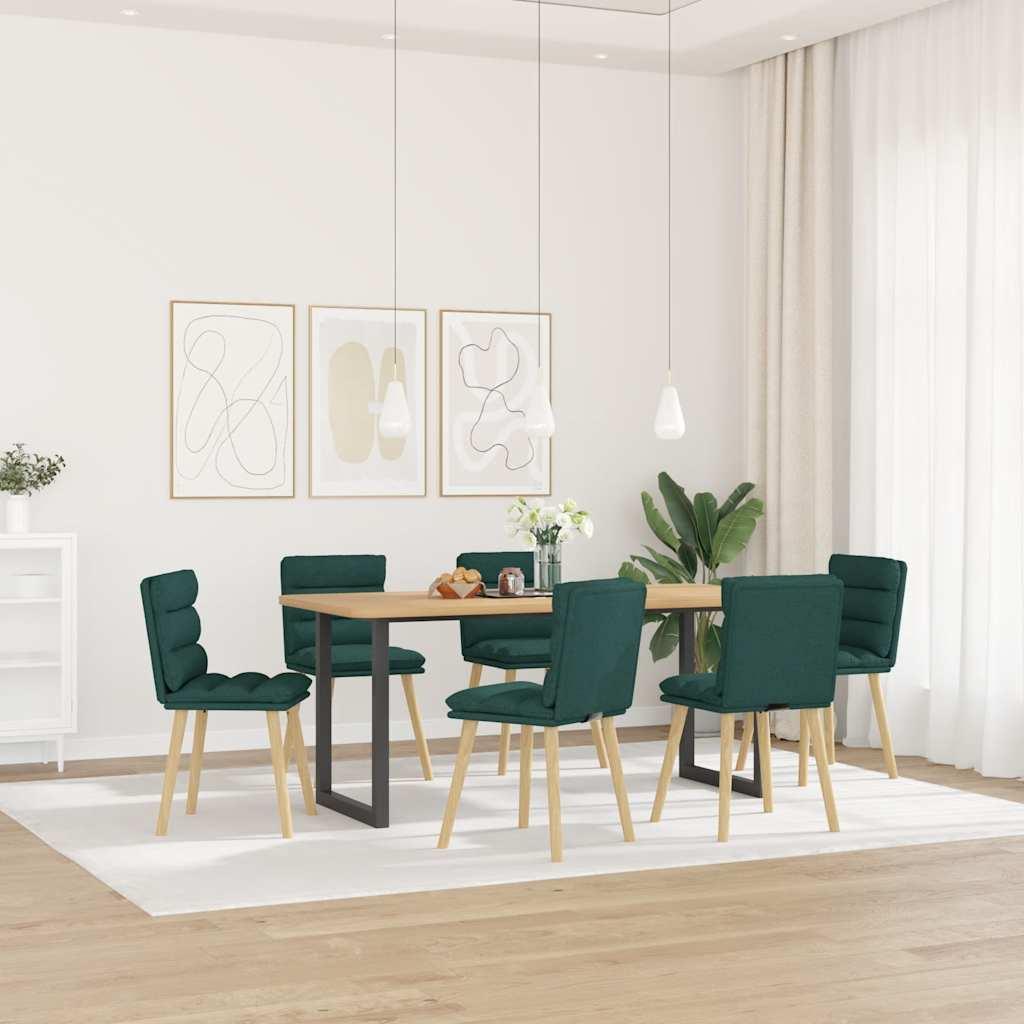 Spisebordsstole 6 stk. stof mørkegrøn