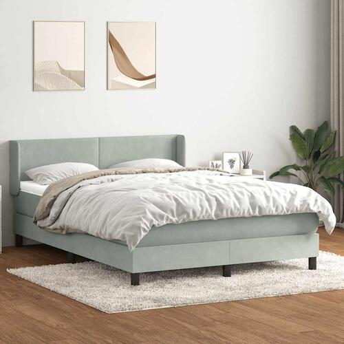 Kontinentalseng med madras 140x220 cm fløjl lysegrå