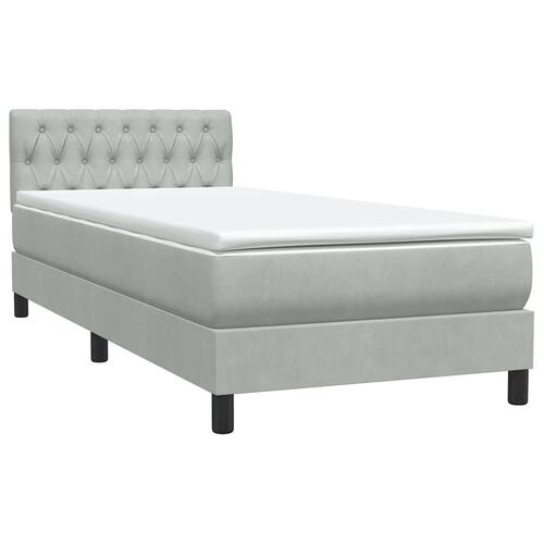 Kontinentalseng med madras lysegrå 90x210 cm fløjl