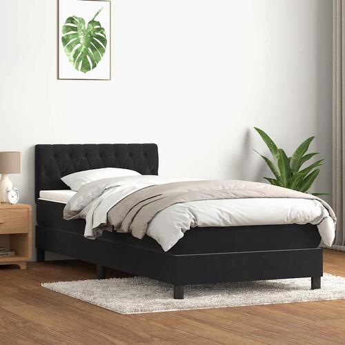 Kontinentalseng med madras 90x210 cm fløjl sort