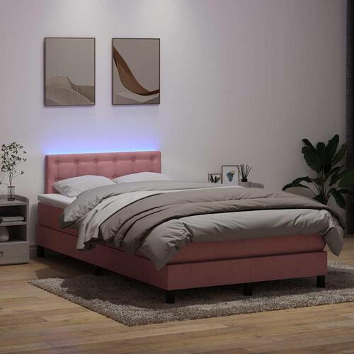 Kontinentalseng med madras 120x220 cm velour lyserød